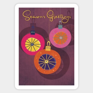 Season’s Greetings with retro styled Christmas baubles in pink Sticker